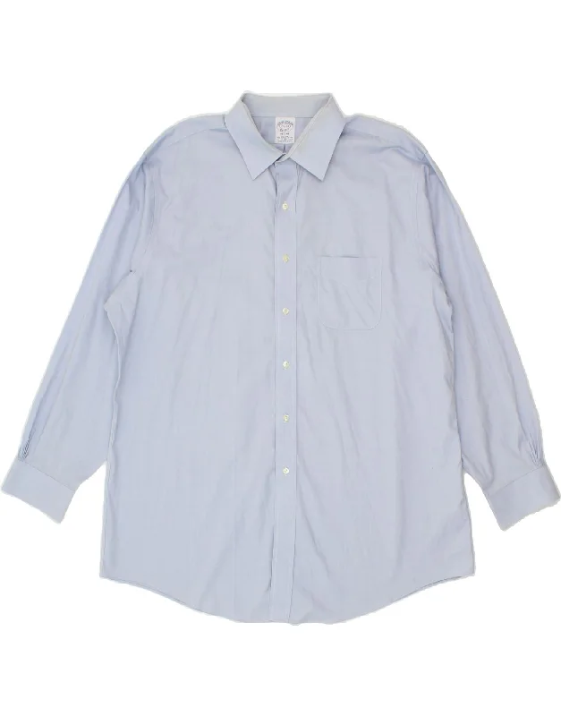 BROOKS BROTHERS Mens Regent Shirt Size 17 1/2 XL Blue Cotton-- Welt Pockets Slit Pockets
