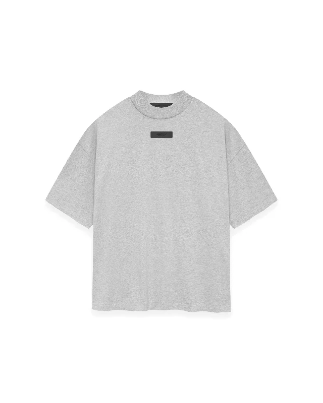Crewneck T-shirt - Light Heather Grey-- Faux Fur Fabric Real Fur Fabric Shearling Fabric