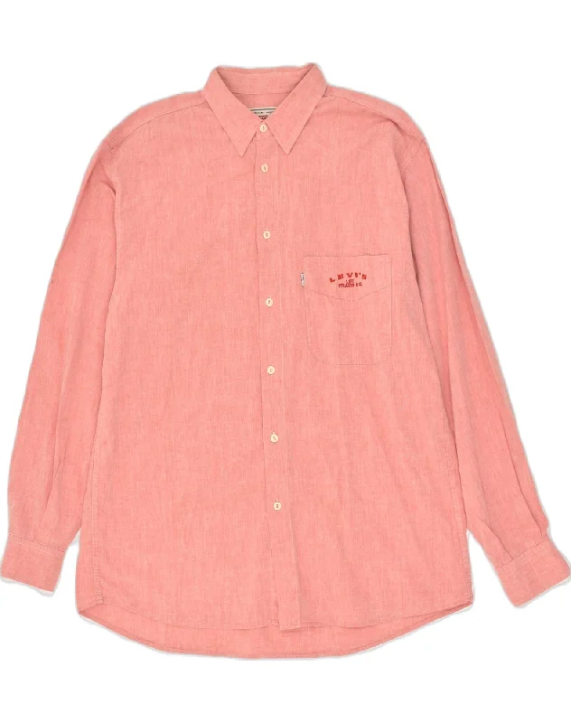 LEVI'S Mens Shirt Large Pink Cotton-- Jersey Fabric Tulle Fabric Batik Fabric