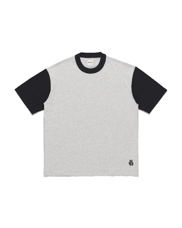 Athletic T-Shirt - Grey / Black-- Striped Floral Plaid