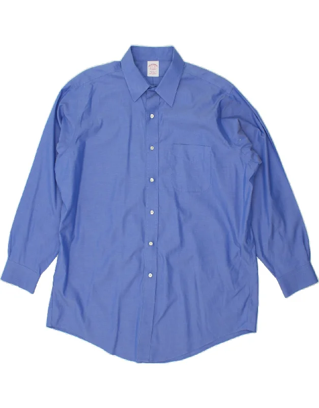 BROOKS BROTHERS Mens Traditional Fit Shirt Size 16 1/2 Large Blue Cotton-- Front Pockets Side Pockets Patch Pockets
