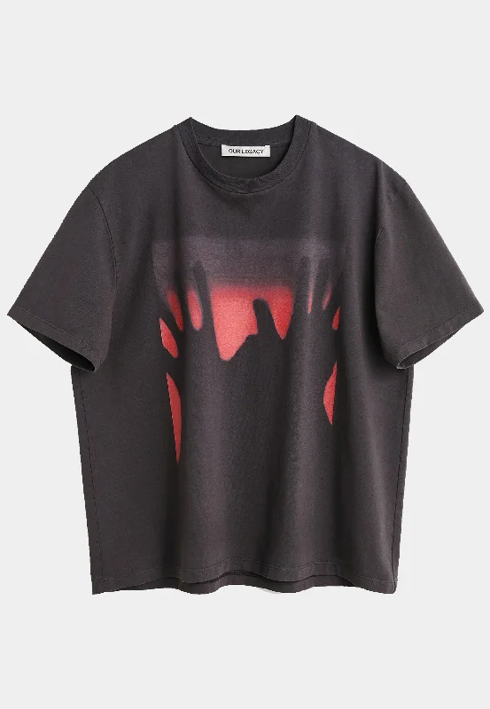 Our Legacy Box T-Shirt Red Taste Of Hands - Black-- Ribbed T-Shirt High Neck Heavyweight
