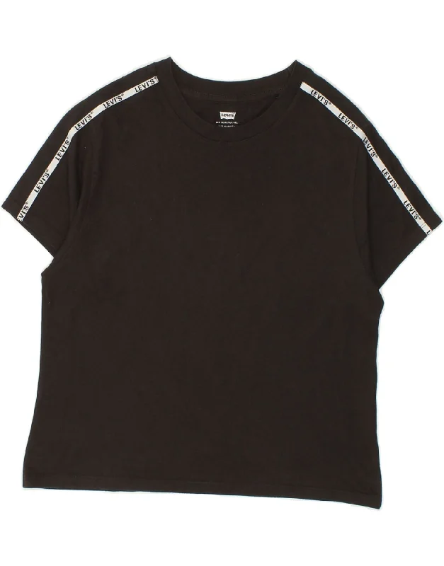 LEVI'S Womens Loose Fit Graphic T-Shirt Top UK 2 2XS Black Cotton-- Elegant Classic Vintage