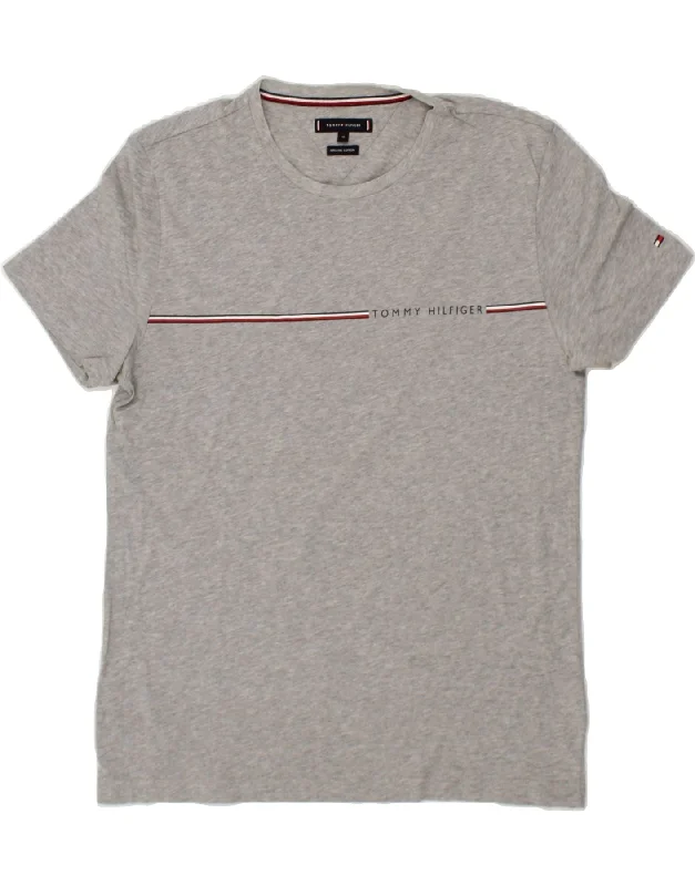 TOMMY HILFIGER Mens T-Shirt Top XL Grey-- Anti-Pilling Machine Wash Handmade