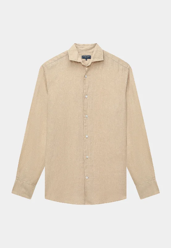 Frescobol Antonio Linen Shirt Sand Dune-- Lace Blend Ribbed Blend Corduroy Blend