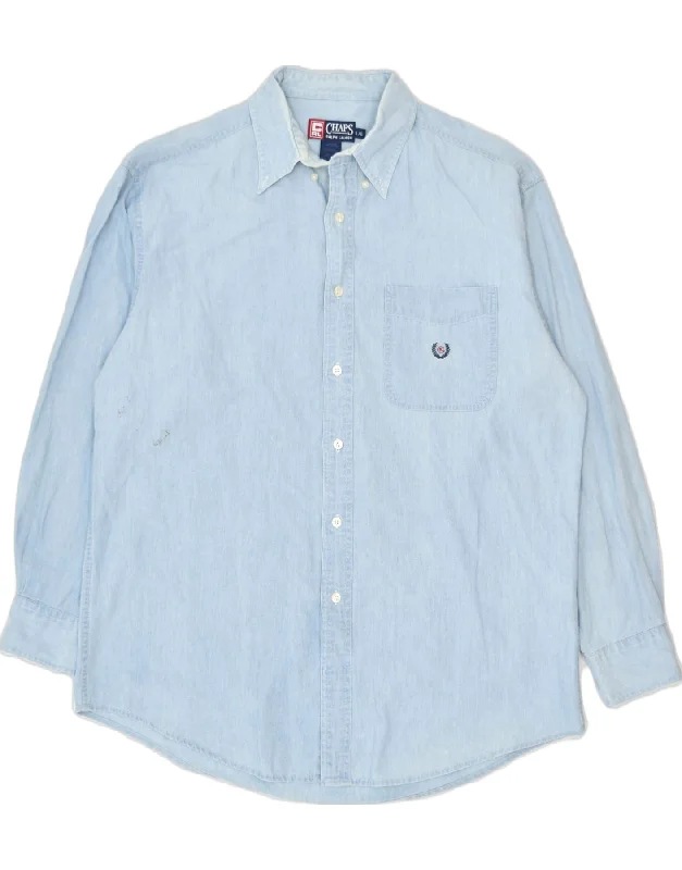CHAPS RALPH LAUREN Mens Shirt Large Blue Cotton-- Chenille Blend Fleece Blend Nylon Blend