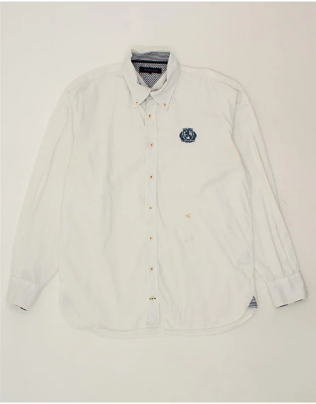 TOMMY HILFIGER Mens Shirt Large White Cotton-- Modern Contemporary Chic