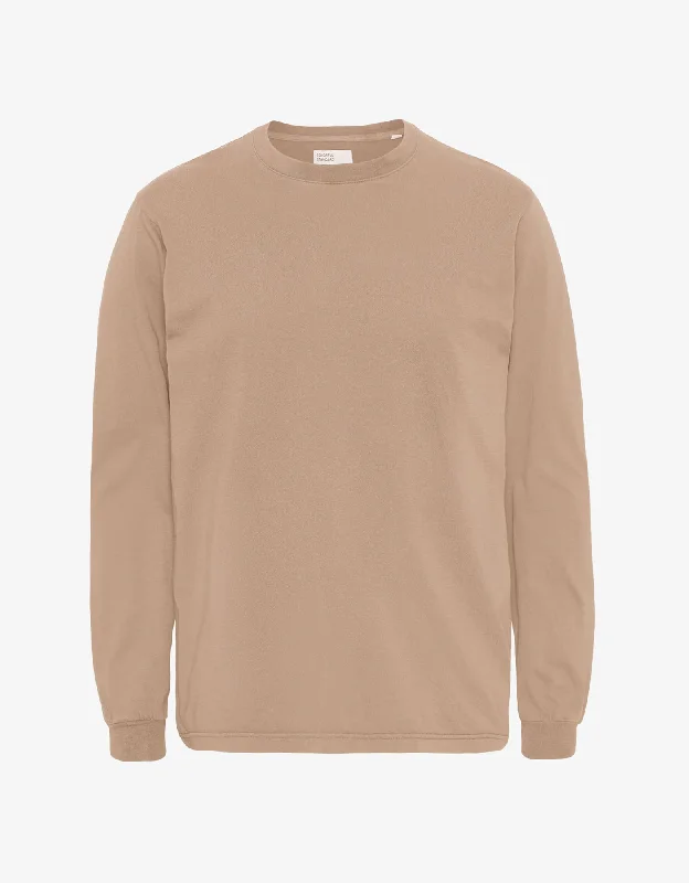 Oversized Organic LS T-shirt - Honey Beige-- Fitted T-Shirt Seamless Stretchy