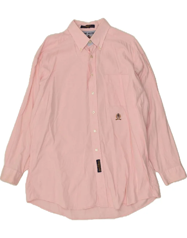 TOMMY HILFIGER Mens Shirt XL Pink Cotton-- Striped Floral Plaid