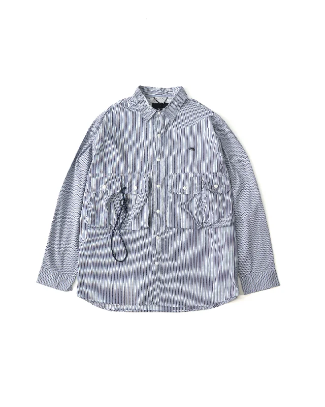 L/S Stripe Shirt - Summit Navy-- Chenille Blend Fleece Blend Nylon Blend