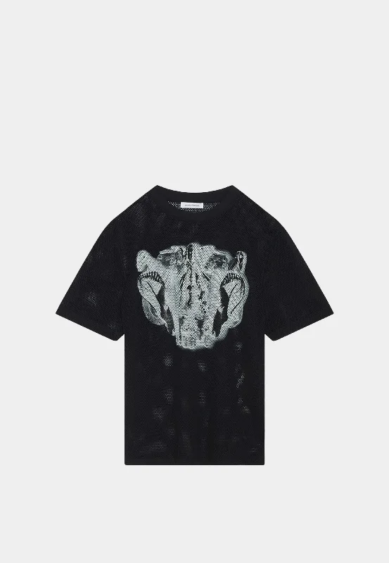 Wood Wood Haider Mesh T-shirt - Black-- Print Jacquard Patchwork