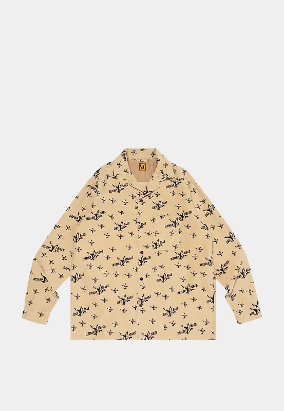 Human Made Camo Print Shirt Beige-- Spandex Blend Rayon Blend Denim Blend