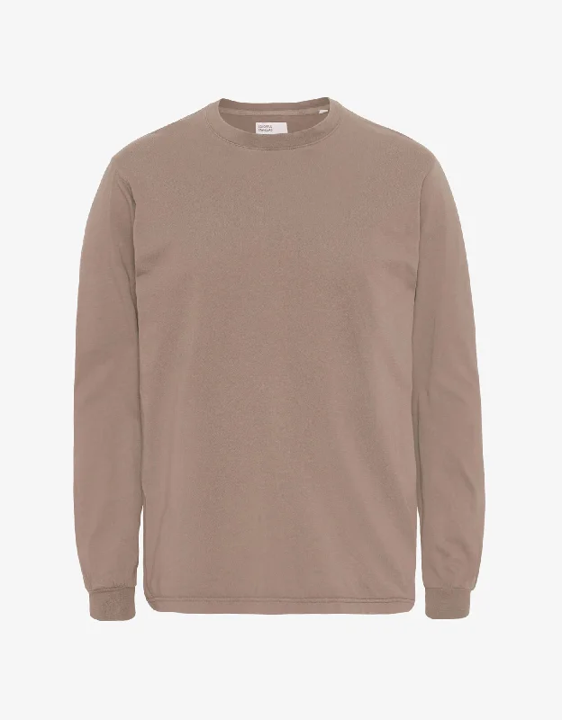 Oversized Organic LS T-shirt - Desert Khaki-- Denim Fabric Leather Fabric Suede Fabric