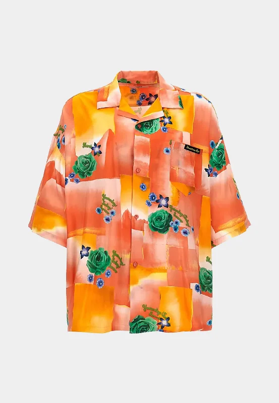 Martine Rose Boxy Hawaiian Shirt Toflco/ Floral-- Seamless Knitted Crochet