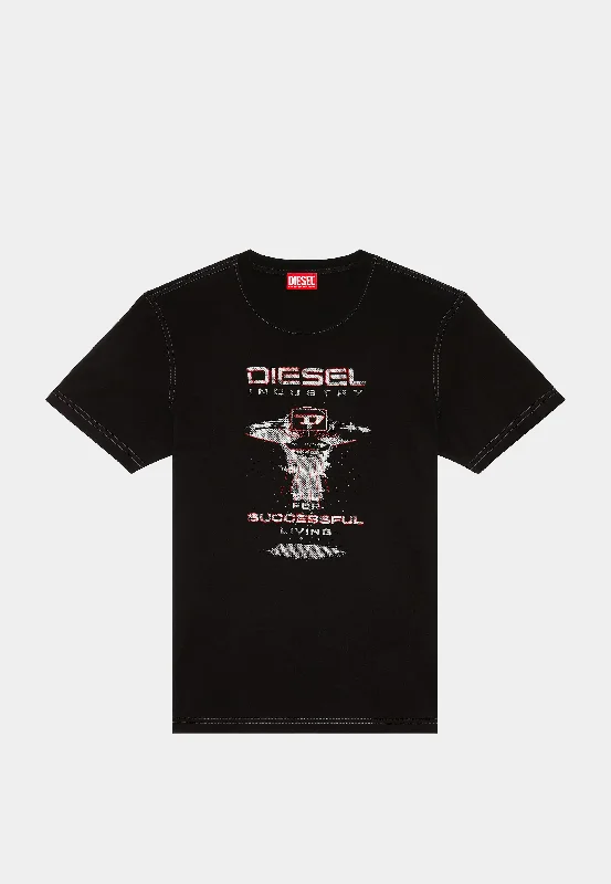 Diesel T-Diegor-Div T-Shirt Black-- Polka Dot Checkered Tartan