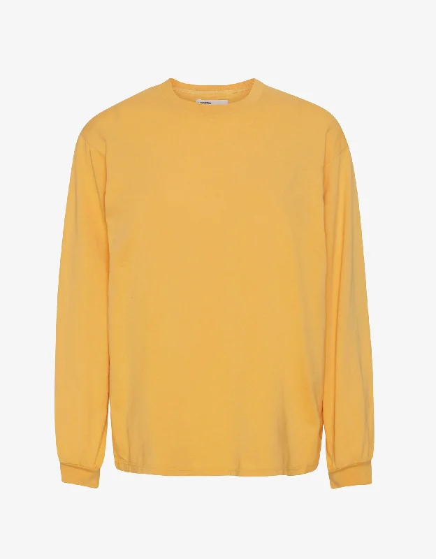 Oversized Organic LS T-shirt - Burned Yellow-- Anti-Pilling Machine Wash Handmade