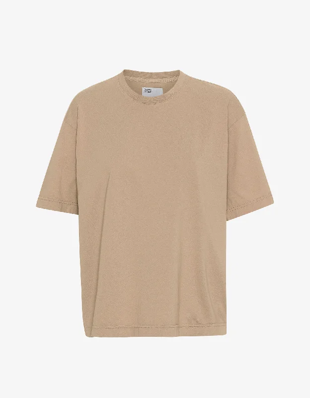 Oversized Organic T-Shirt - Honey Beige-- Satin Blend Silk Blend Wool Blend