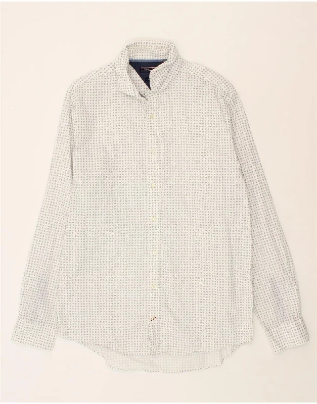 TOMMY HILFIGER Mens New York Fit Shirt Large White Spotted Cotton-- Handmade Hand-knitted Hand-woven