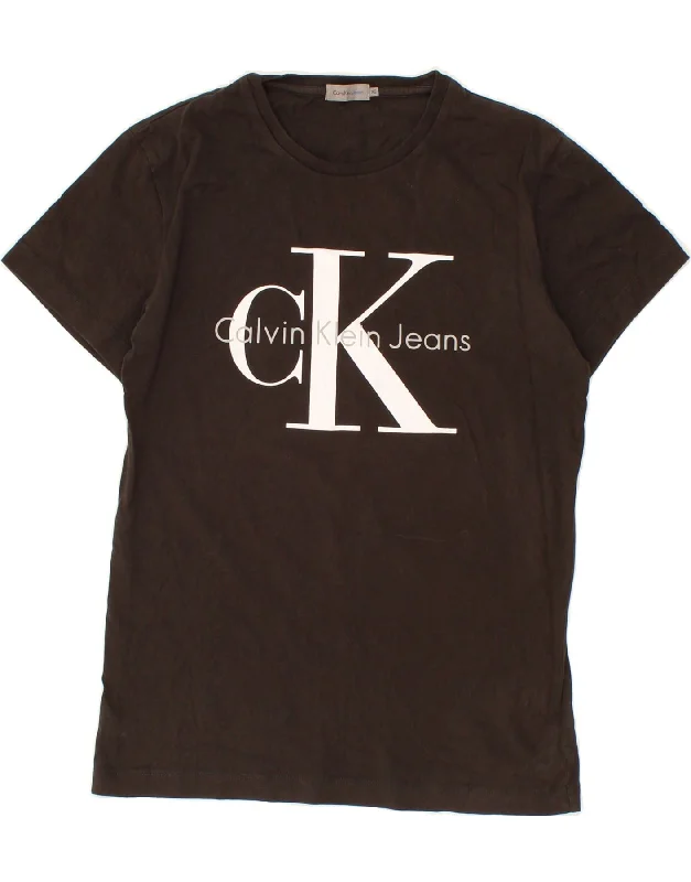 CALVIN KLEIN Mens Graphic T-Shirt Top XS Black Cotton-- Sequined Glittery Shiny