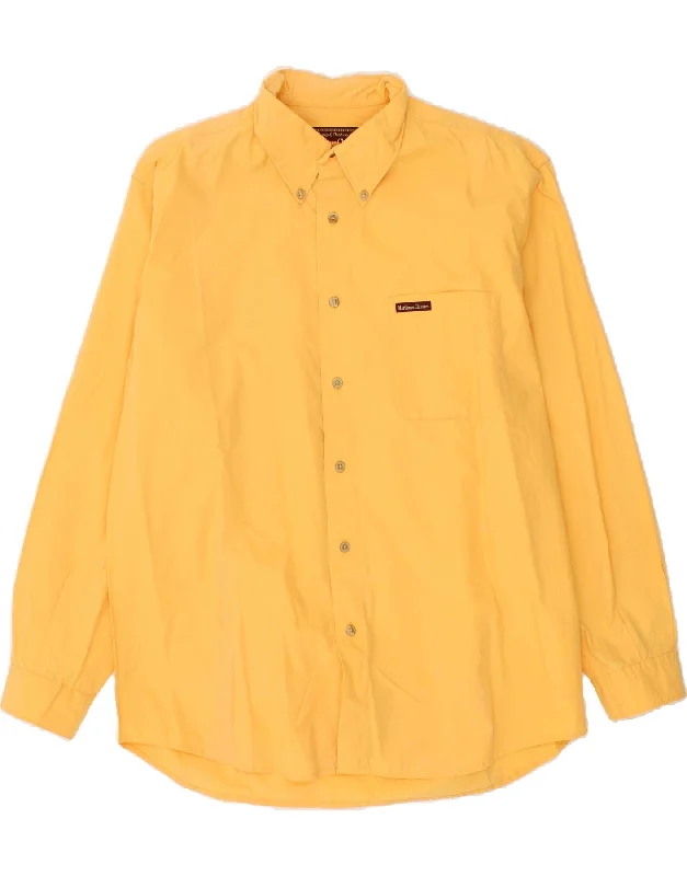 MARLBORO CLASSICS Mens Shirt Large Yellow Cotton-- Asymmetrical Pockets Print