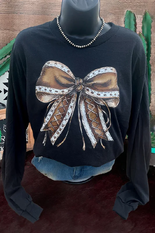 Football Time Bow Long Sleeve Sweatshirt Hoodie with Print Artistic Unique