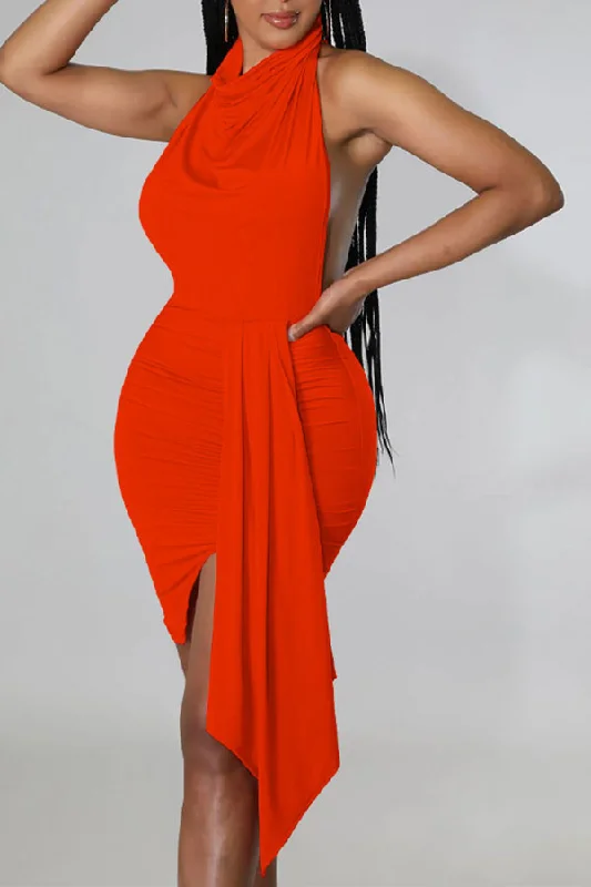 Solid Color Romantic Backless Trailing Mini Dress Trendy Lace Mini Dress