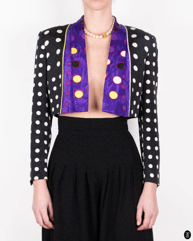 Early 90s Gianni Versace Polkadot Cropped Jacket S Plaid Jacket Tartan Jacket Houndstooth Jacket Early 90s Gianni Versace Polkadot Cropped Jacket S Plaid Jacket Tartan Jacket Houndstooth Jacket