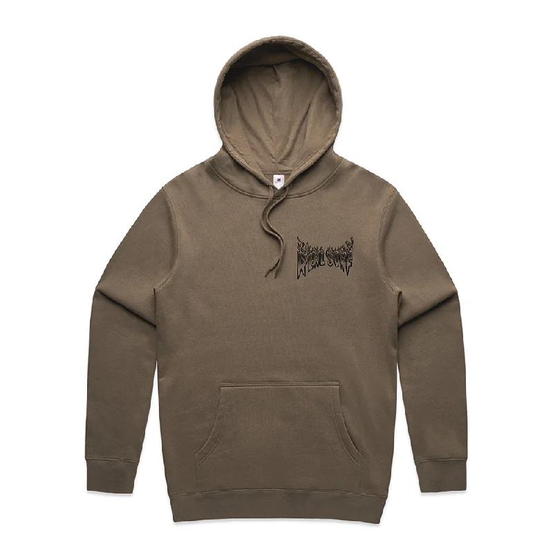 REAL SURF GOOFY FLAMES HOODIE - WALNUT Hoodie with Hem Ribbing Snug Secure