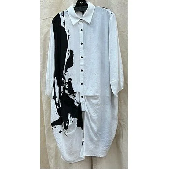 Black and white abstract shirt dress or duster jacket Plaid Jacket Tartan Jacket Houndstooth Jacket