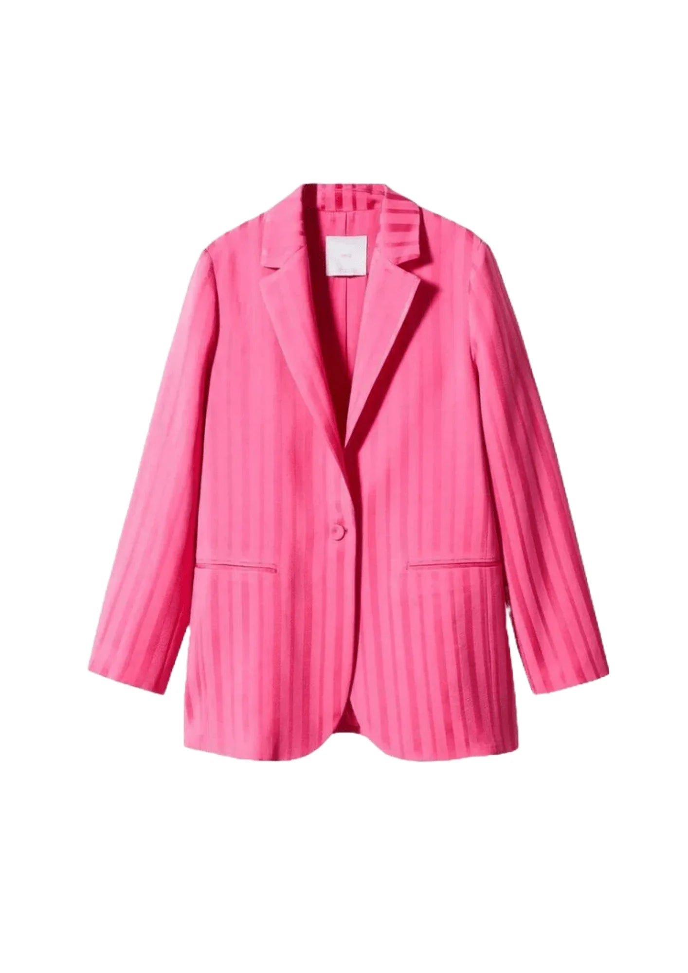 PINK SATIN STRIPED SUIT JACKET Hoodie Zip-Up Jacket Button-Up Jacket