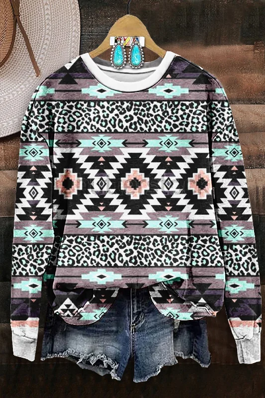 Aztec Abstract Geometric Sweatshirt Oversized Hoodie Comfort Casual