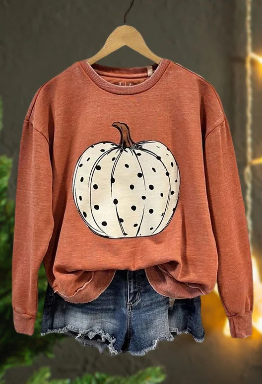 Casual Pumpkin Sweatshirt Hoodie with Pocket Utility Practical