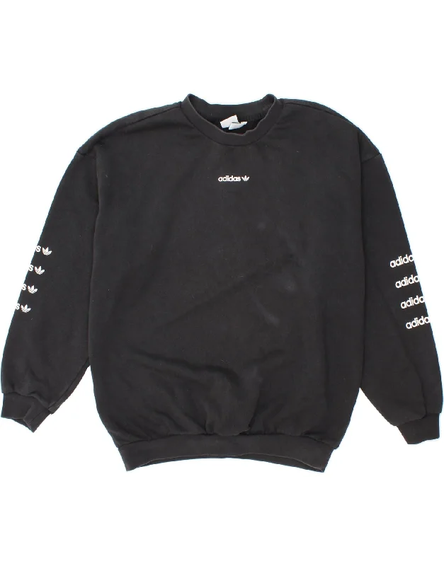 ADIDAS Womens Sweatshirt Jumper UK 14 Large Black Cotton Hoodie with Slit Hem Functional Movement ADIDAS Womens Sweatshirt Jumper UK 14 Large Black Cotton Hoodie with Slit Hem Functional Movement