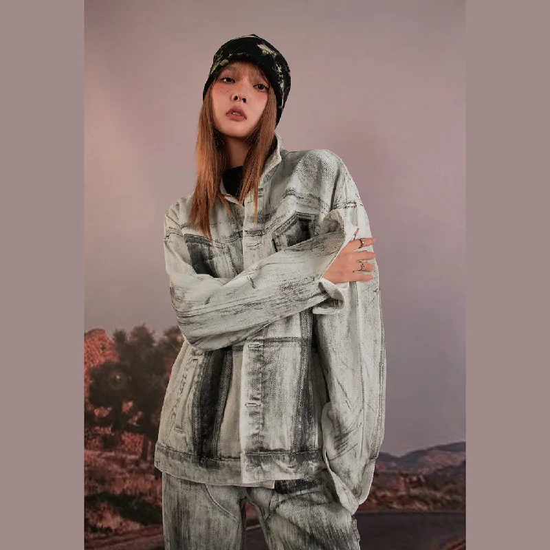 Washed Denim Outer Jacket Cotton Jacket Linen Jacket Terry Jacket