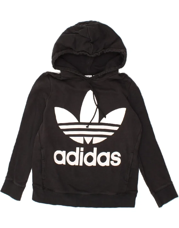 ADIDAS Womens Oversized Graphic Hoodie Jumper UK 8 Small Black Cotton Hoodie with Tie-Dye Psychedelic Retro ADIDAS Womens Oversized Graphic Hoodie Jumper UK 8 Small Black Cotton Hoodie with Tie-Dye Psychedelic Retro