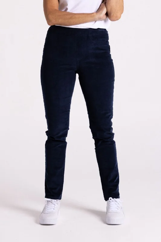 Eva Cord Pant | Navy Slim-Fit Leggings