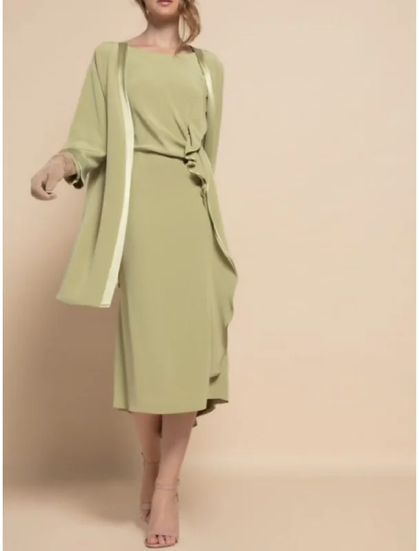 Two Piece Mother of the Bride Dress Elegant Winter With Jacket Scoop Neck Tea Length Stretch Chiffon Long Sleeve Ruffles Mesh Jacket Canvas Jacket Denim Jacket Two Piece Mother of the Bride Dress Elegant Winter With Jacket Scoop Neck Tea Length Stretch Chiffon Long Sleeve Ruffles Mesh Jacket Canvas Jacket Denim Jacket