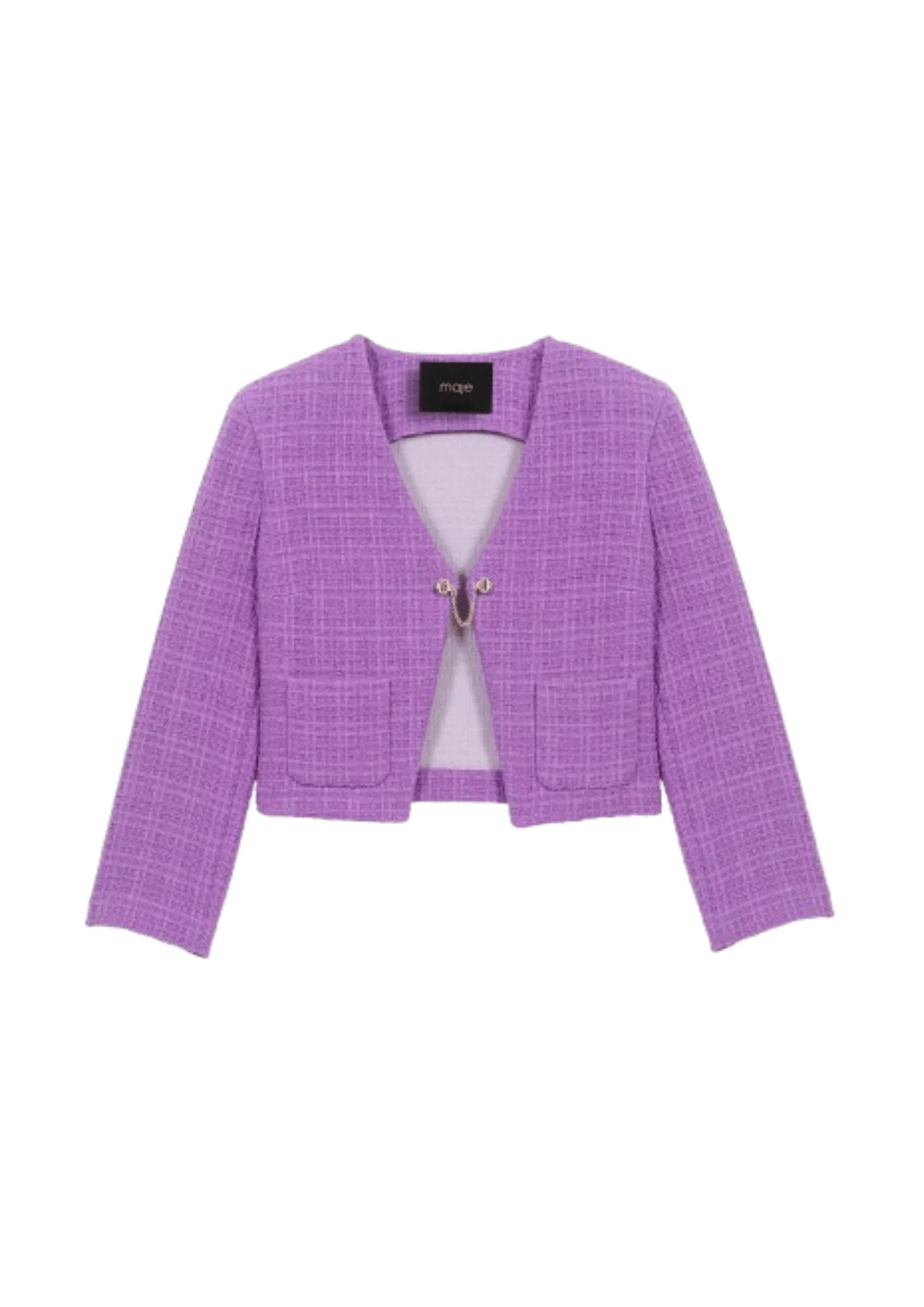 PURPLE SHORT TWEED JACKET Quilted Jacket Puffer Jacket Insulated Jacket