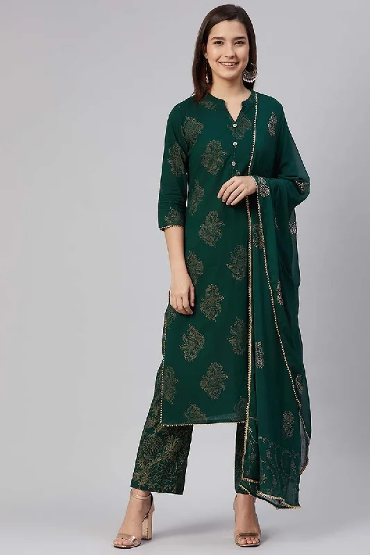 Ahika Women Cotton Green Ethnic Motifs Printed Straight Kurta Pant Dupatta Set Soft Stretch Leggings Ahika Women Cotton Green Ethnic Motifs Printed Straight Kurta Pant Dupatta Set Soft Stretch Leggings