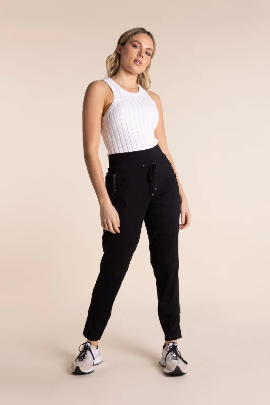 Ponti Panel Pant | Black Comfy High-Waist Jeans