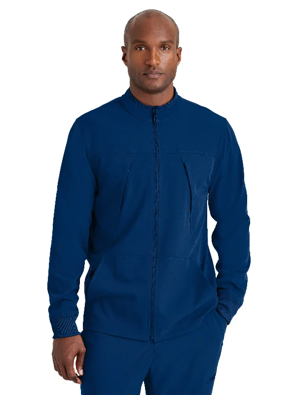 Men's Rib Trimmed Mock Neck Jacket A-Line Jacket Boat Neck Shawl Collar