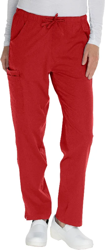 Elastic Drawstring Cargo Pant By MediChic XXS-5X / Red Cozy Full-Length Pants