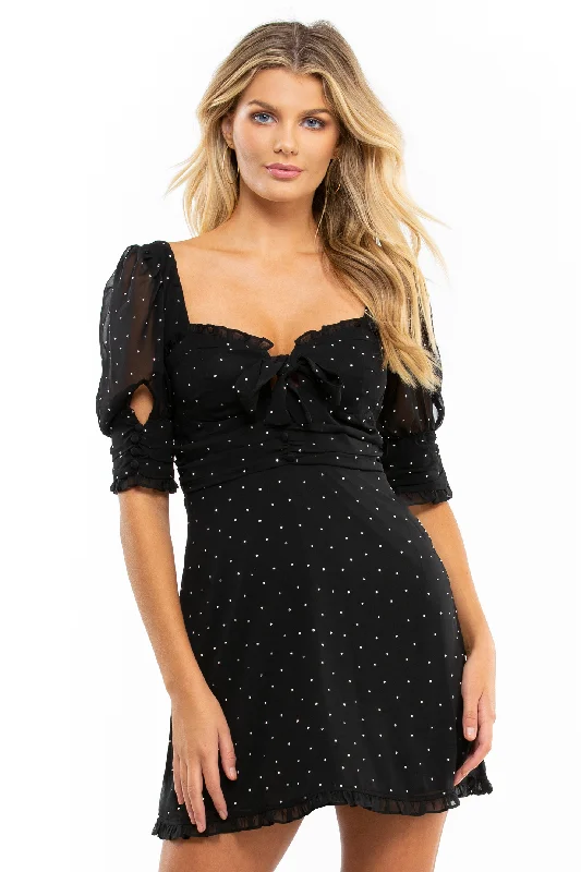 Lucky Dice Mini Dress Elegant Off-Shoulder Dress Mini