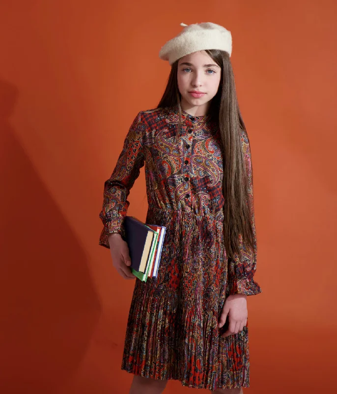 Red/Orange Print Dress SNK4414 Tunics Formal black