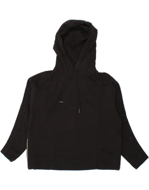 REISS Womens Oversized Hoodie Jumper UK 6 XS Black Cotton Hoodie with Neon Bright Vibrant REISS Womens Oversized Hoodie Jumper UK 6 XS Black Cotton Hoodie with Neon Bright Vibrant