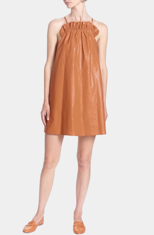 Harper Ruffle Neck Mini Dress Modern Satin Mini Dress