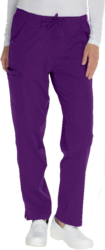 Elastic Drawstring Cargo Pant By MediChic XXS-5X / Eggplant Soft Cotton Pants