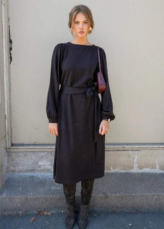Helene Midi Merino Dress Coffee Tunics Polka dots