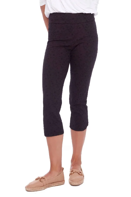 Petal Slit Techno Crop Pant | Black Chic Slim Fit Pants