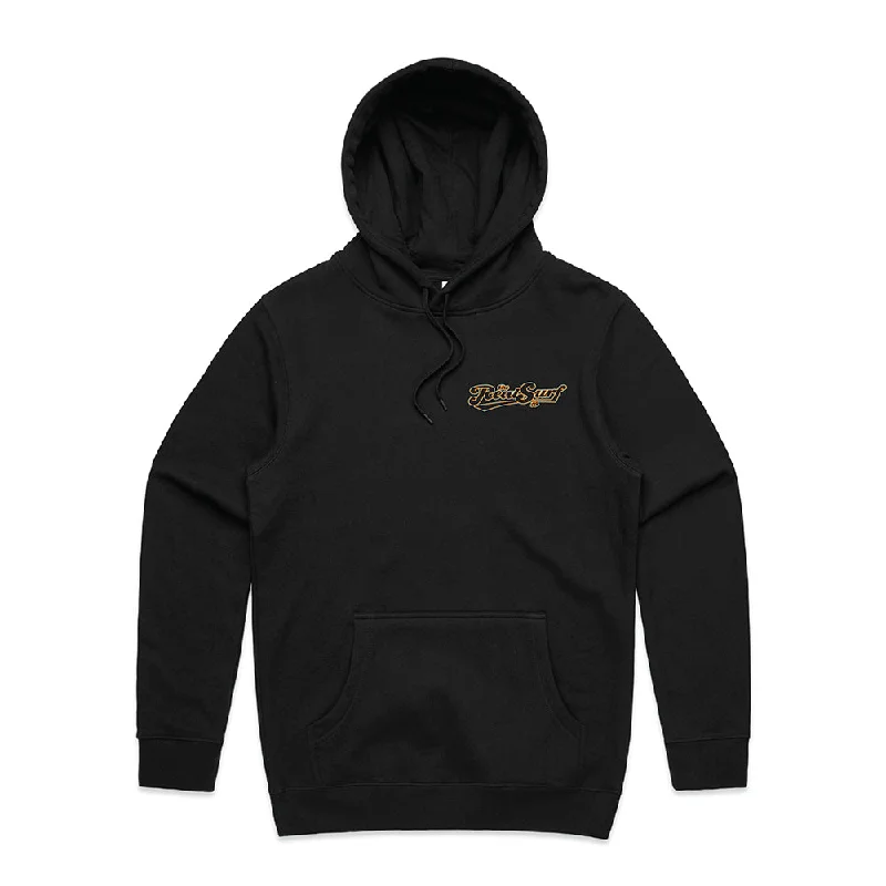 REAL SURF CLASSIC LOGO HOODIE - BLACK Hoodie with Hem Detail Decorative Unique